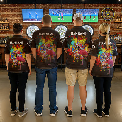 Custom Funny Colorful Crown Flamingo Women Darts Quarter-Zip League Shirts Splatter Dart Jerseys NYN2209
