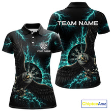 Load image into Gallery viewer, Thunder Teal Eagle Cracked Dartboard Dart Polo Shirts For Women Custom Team Name For Darters NYN2699