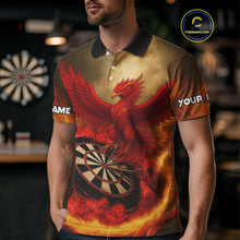 Load image into Gallery viewer, Red Phoenix &amp; Flame Dartboard Men's Darts 1/4-Zip Shirt - Custom Name For Players NYN0765