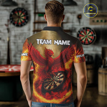 Load image into Gallery viewer, Red Phoenix &amp; Flame Dartboard Men's Darts 1/4-Zip Shirt - Custom Name For Players NYN0765