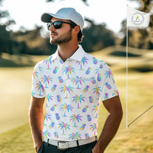 Load image into Gallery viewer, Personalized Tropical Palm Trees Pineapple Men Golf Polo Shirts Holographic Team Golf Clothes NYN2862
