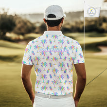 Load image into Gallery viewer, Personalized Tropical Palm Trees Pineapple Men Golf Polo Shirts Holographic Team Golf Clothes NYN2862