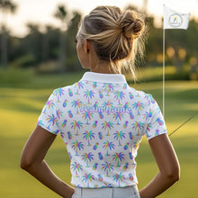 Load image into Gallery viewer, Personalized Tropical Palm Trees Pineapple Women Golf Polo Shirts Holographic Team Golf Clothes NYN2862