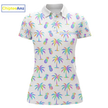 Load image into Gallery viewer, Personalized Tropical Palm Trees Pineapple Women Golf Polo Shirts Holographic Team Golf Clothes NYN2862