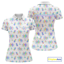 Load image into Gallery viewer, Personalized Tropical Palm Trees Pineapple Women Golf Polo Shirts Holographic Team Golf Clothes NYN2862