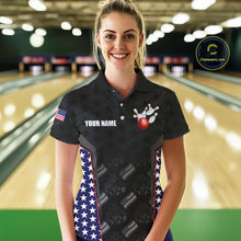Load image into Gallery viewer, Personalized American Flag Eagle Bowling Shirts For Men Patriotic Bowling Pins And Ball Team Jersey NYN3074