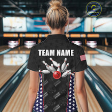 Load image into Gallery viewer, Personalized American Flag Eagle Bowling Shirts For Men Patriotic Bowling Pins And Ball Team Jersey NYN3074