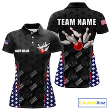 Load image into Gallery viewer, Personalized American Flag Eagle Bowling Shirts For Men Patriotic Bowling Pins And Ball Team Jersey NYN3074