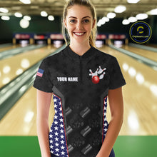 Load image into Gallery viewer, Personalized American Flag Eagle Bowling Shirts For Men Patriotic Bowling Pins And Ball Team Jersey NYN3074