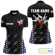 Load image into Gallery viewer, Personalized American Flag Eagle Bowling Shirts For Men Patriotic Bowling Pins And Ball Team Jersey NYN3074