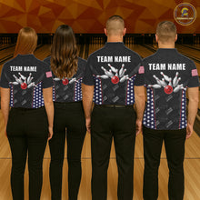 Load image into Gallery viewer, Personalized American Flag Eagle Bowling Shirts For Men Patriotic Bowling Pins And Ball Team Jersey NYN3074