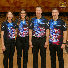 Load image into Gallery viewer, Personalized Fire Flame Texas Flag Tornado Bowling Team Shirts For Men Patriotic Bowling Gifts NYN2722