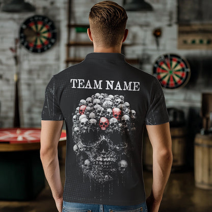 Personalized Skull Black Custom Darts Shirt Polo & 1/4 Zip For Men, Dart Team Shirts NYN0002