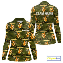 Load image into Gallery viewer, Funny Women Golf Polo Shirt Custom Brown And Green Golfing Dog Pattern Golf Clothing Shirts NYN2872
