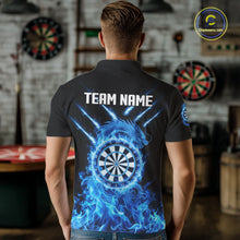 Load image into Gallery viewer, Custom Lightning Dragon Blue Flames Dartboard Dart Men Polo Jerseys Dart Team Shirt NYN1701