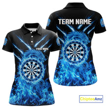 Load image into Gallery viewer, Custom Lightning Dragon Blue Flames Dartboard Dart Women Polo Jerseys Dart Team Shirt NYN1701