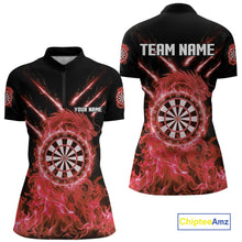 Load image into Gallery viewer, Custom Lightning Dragon Red Flames Dartboard Dart Women Quarter-Zip Jerseys Dart Team Shirt NYN1702