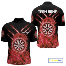 Load image into Gallery viewer, Custom Lightning Dragon Pink Flames Dartboard Dart Men Quarter-Zip Jerseys Dart Team Shirt NYN1703