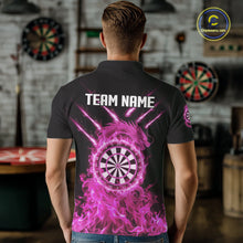 Load image into Gallery viewer, Custom Lightning Dragon Pink Flames Dartboard Dart Men Polo Jerseys Dart Team Shirt NYN1703