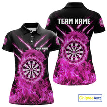 Load image into Gallery viewer, Custom Lightning Dragon Pink Flames Dartboard Dart Women Polo Jerseys Dart Team Shirt NYN1703