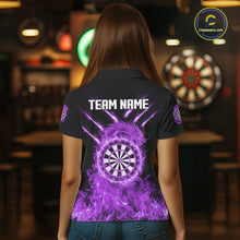 Load image into Gallery viewer, Custom Lightning Dragon Purple Flames Dartboard Dart Women Polo Jerseys Dart Team Shirt NYN1704