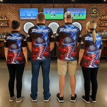 Load image into Gallery viewer, Blue &amp; Red US Flag Dartboard Tornado Men Darts Polo Shirt Custom Patriotic Dart Team Jerseys NYN2524