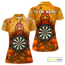 Load image into Gallery viewer, Custom Funny Turkey Dartboard Dart Polo Shirt For Women Autumn Thanksgiving Dart Jersey NYN1457