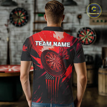 Load image into Gallery viewer, Custom Red Grunge Skull Dartboard Patriotic Dart Men Polo Jerseys US Flag Dart Shirt NYN1714