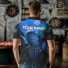 Load image into Gallery viewer, Custom Blue Grunge Skull Dartboard Patriotic Dart Men Polo Jerseys US Flag Dart Shirt NYN1715
