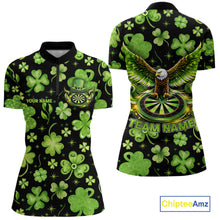 Load image into Gallery viewer, Funny Eagle Dartboard Shamrock Women Darts Quarter-Zip  Shirt Custom St Patrick's Day Darts Team Jersey NYN2531