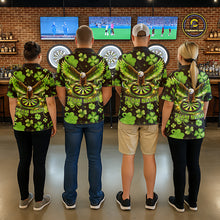 Load image into Gallery viewer, Funny Eagle Dartboard Shamrock Women Darts Quarter-Zip  Shirt Custom St Patrick's Day Darts Team Jersey NYN2531