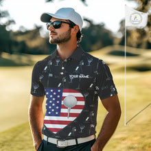 Load image into Gallery viewer, Personalized American Flag Mens Golf Polo Shirts Custom Patriotic Golf Ball Team Jerseys NYN3096