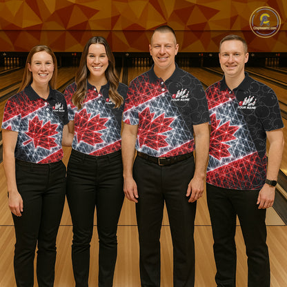 Lightning Canada Flag Black Bowling Shirts For Men Custom Patriotic Team Bowling Jersey NYN3274
