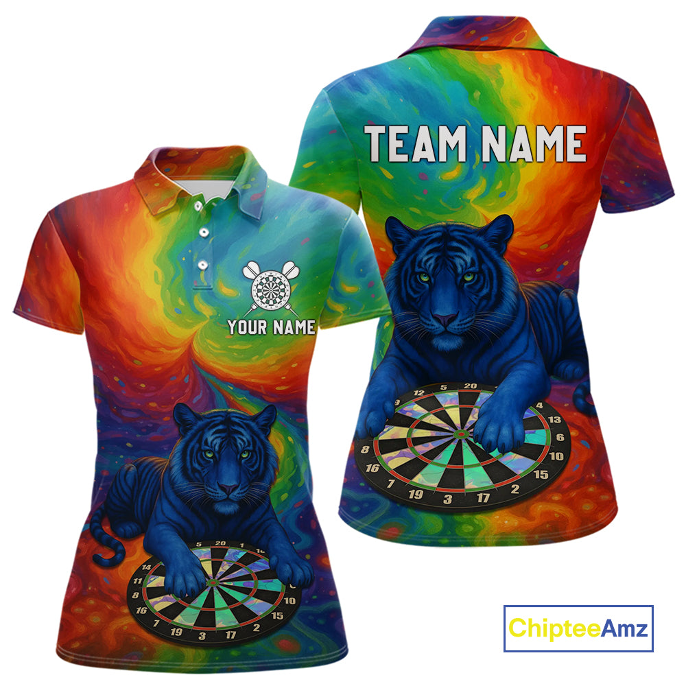 Custom Colorful Dartboard Funny Tiger Dart Women Polo Jerseys Outfits Rainbow Dart Shirts NYN1731