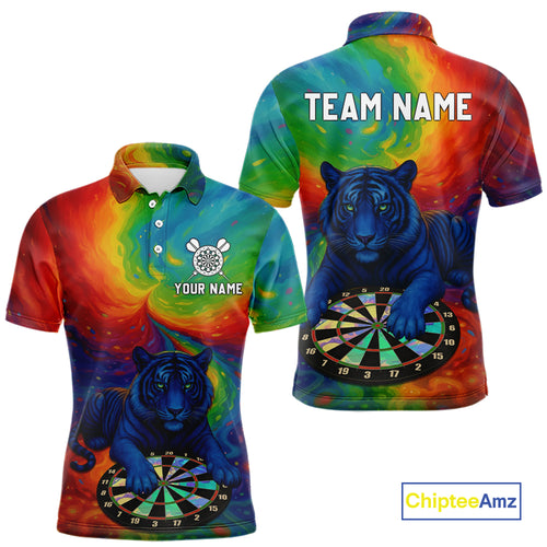 Custom Colorful Dartboard Funny Tiger Dart Men Polo Jerseys Outfits Rainbow Dart Shirts NYN1731