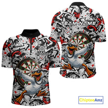 Load image into Gallery viewer, Personalized White &amp; Red Graffiti Darts Men Polo &amp; 1/4-Zip Dart Shirt Funny Duck Dart Team Jerseys NYN2901