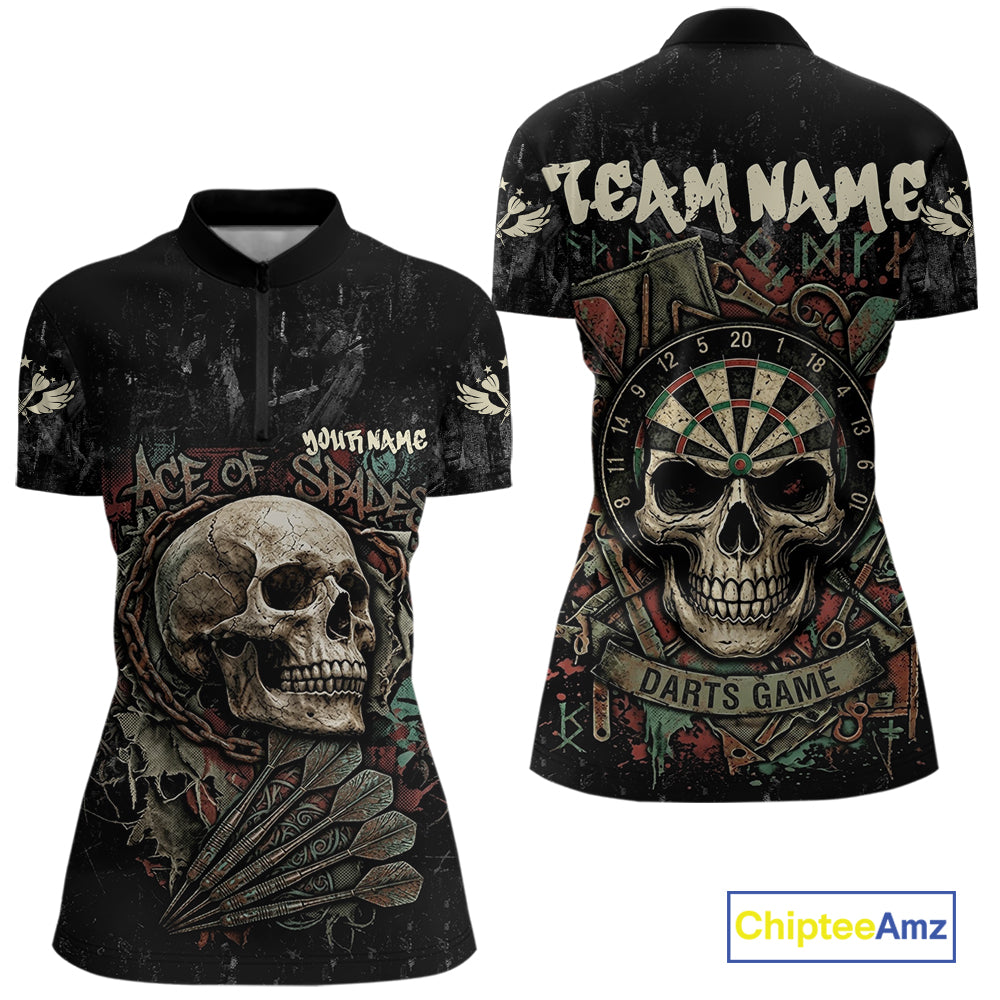 Graffiti Grunge Skull Darts Shirt For Women Custom Name & Team Skull Dart Outfits Jerseys NYN3115