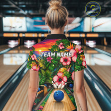 Load image into Gallery viewer, Monstera Pattern Funny Women Bowling Shirt Custom Summer Tropical Youth Bowling Shirts NYN3278