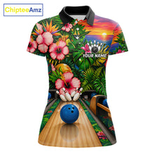 Load image into Gallery viewer, Monstera Women Bowling Polo Shirt Custom Summer Tropical Youth Bowling Shirts