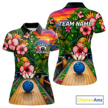 Load image into Gallery viewer, Monstera Women Bowling Polo Shirt Custom Summer Tropical Youth Bowling Shirts