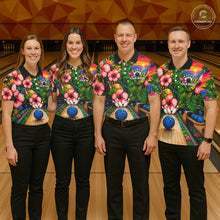 Load image into Gallery viewer, Monstera Pattern Funny Women Bowling Shirt Custom Summer Tropical Youth Bowling Shirts NYN3278