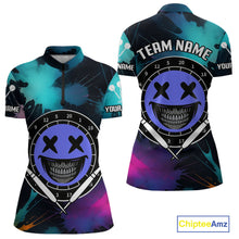 Load image into Gallery viewer, Smile Face Dartboard Custom Funny Colorful Women's Dart 1/4-Zip Shirts, Dart Team Jerseys NYN0790