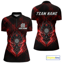 Load image into Gallery viewer, Red Skull Lightning Thunder Grunge Dartboard Custom Women Quarter-Zip Darts Shirt Dart Gifts NYN2013
