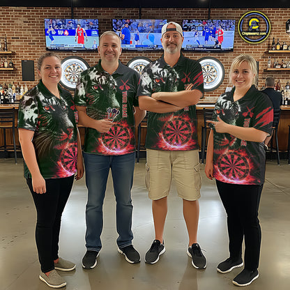 Red Horror Tiger Fire Flame Dartboard Custom Men Darts Polo League Shirts Dart Jerseys NYN2248