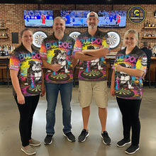 Load image into Gallery viewer, Custom Funny Bulldog Colorful Paint Men Darts Quarter-Zip League Shirts Splash Dart Team Jerseys NYN2253