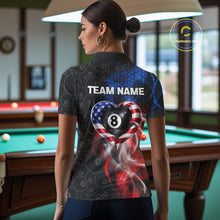 Load image into Gallery viewer, Heart US Flag Pool 8 Ball Women's Billiard Shirt Custom Couple Patriotic Billiard Attire NYN2549