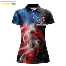 Load image into Gallery viewer, Heart US Flag Pool 8 Ball Women's Billiard Shirt Custom Couple Patriotic Billiard Attire NYN2549