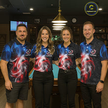 Load image into Gallery viewer, Heart US Flag Pool 8 Ball Women's Billiard Shirt Custom Couple Patriotic Billiard Attire NYN2549