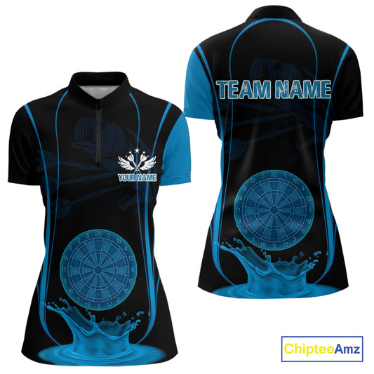 Azure Water Lightning Dartboard & Fish Darts Shirt For Women - Custom Name & Team NYN0617