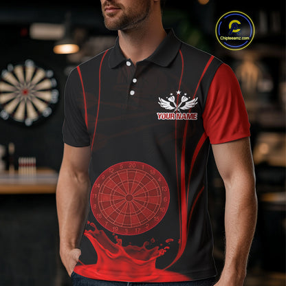 Red Water Lightning Dartboard & Fish Darts Shirt For Men - Custom Name & Team NYN0619